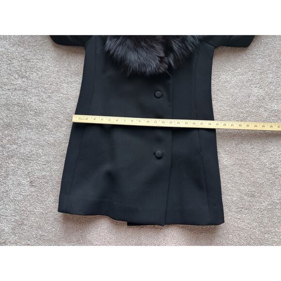 Vintage Union Made Black Wool Over Coat Dramatic Fur Collar CBK Style Tailored - Picture 10 of 16